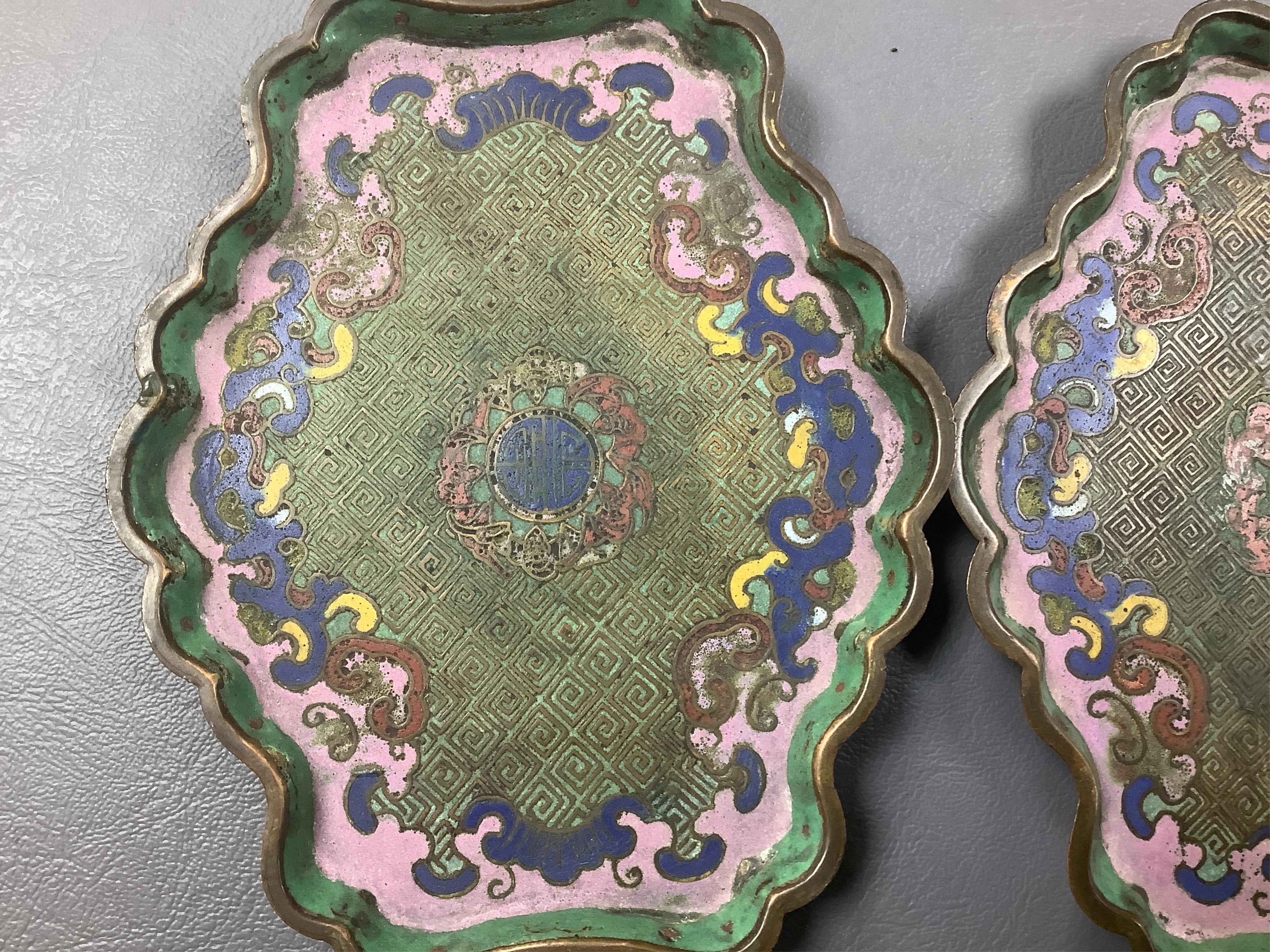 Three Chinese cloisonné enamel stands or trays, 18th century